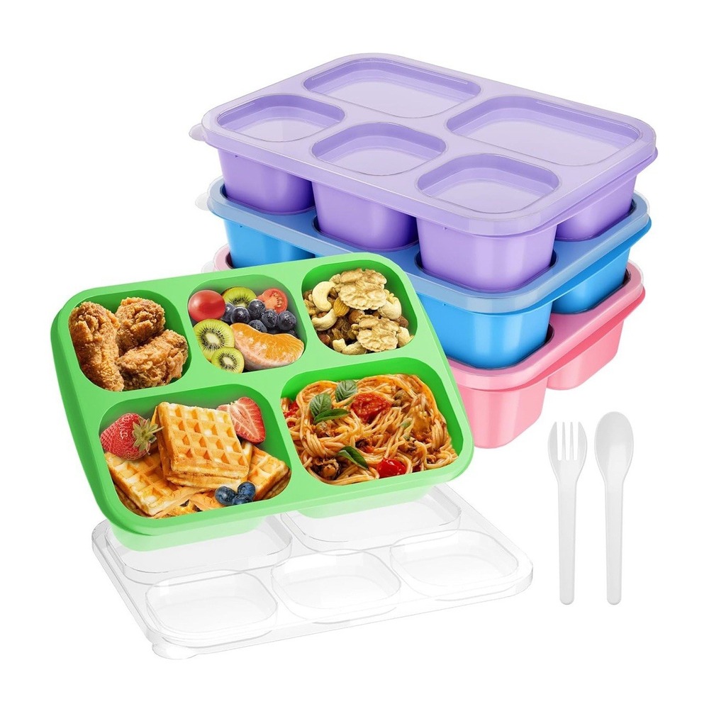 KHOXU Bento Lunch Box‎ – 4 Pack (5-Compartment Containers)